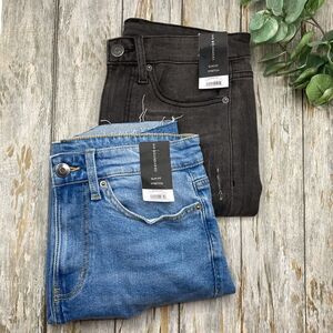 Slim Fit Denim Stretch Shorts Lightly Destructed With Raw Hem 2-Pack Size 28